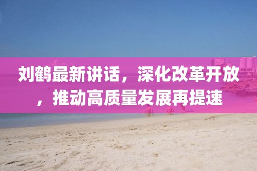 劉鶴最新講話，深化改革開放，推動(dòng)高質(zhì)量發(fā)展再提速