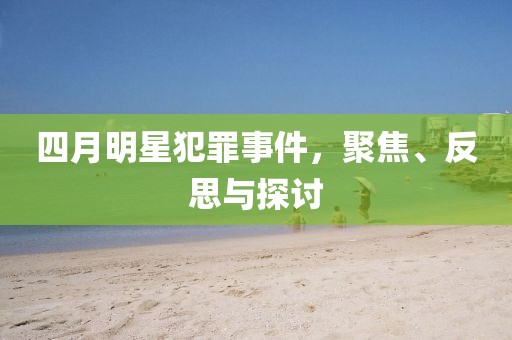 四月明星犯罪事件，聚焦、反思與探討
