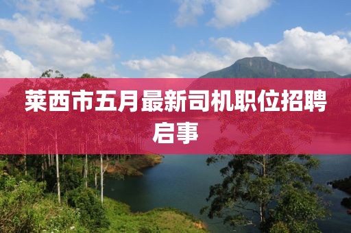 萊西市五月最新司機(jī)職位招聘啟事