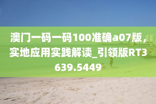 澳門一碼一碼100準確a07版，實地應(yīng)用實踐解讀_引領(lǐng)版RT3639.5449